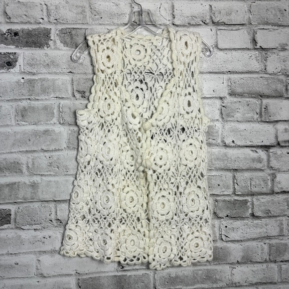 Vintage Handmade Crochet Knit Cardigan Sweater Vest - Picture 1 of 5